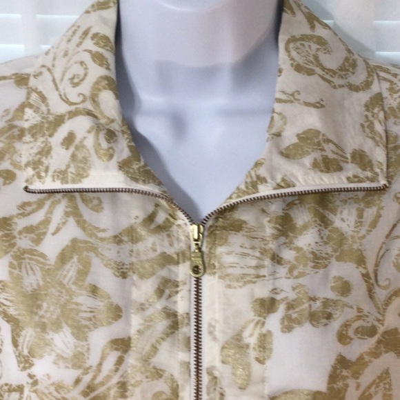 Chico's Gold Ivory Full Zip Jacket Size 1/M - Picture 5 of 9